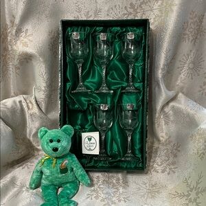 Eamon Glass Irish Sherry Glasses and Killarney Beanie Baby☘️☘️